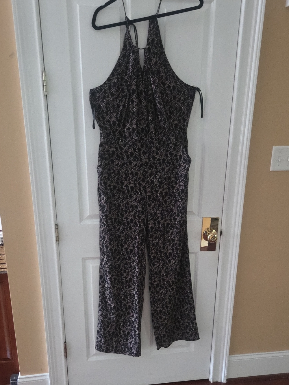 Banana Republic Black and White Halter Neck Wide-Leg Jumpsuit
